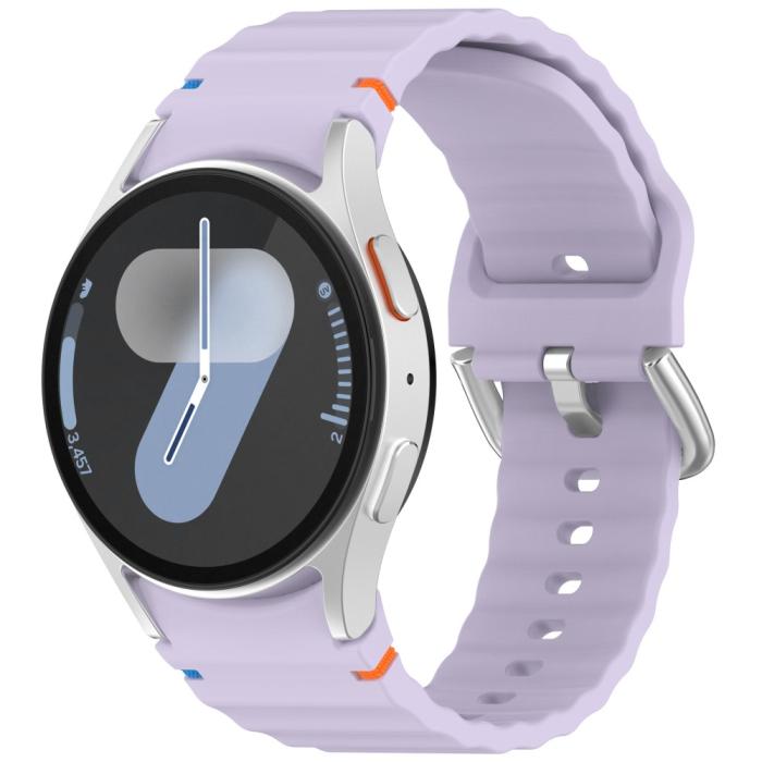 Bild 4, Galaxy Watch 5/5 Pro/6/7/FE Armband Silikon Wave Design Lila