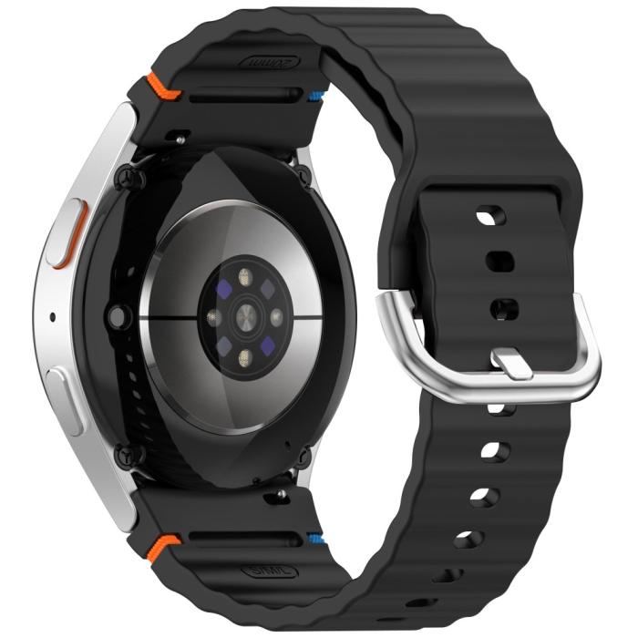 Bild 1, Galaxy Watch 5/5 Pro/6/7/FE Armband Silikon Wave Design Svart