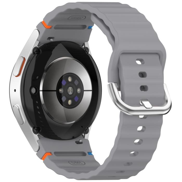 Bild 1, Galaxy Watch 5/5 Pro/6/7/FE Armband Silikon Wave Design Grå