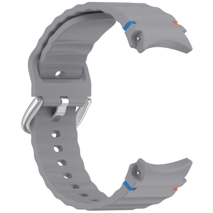 Bild 3, Galaxy Watch 5/5 Pro/6/7/FE Armband Silikon Wave Design Grå