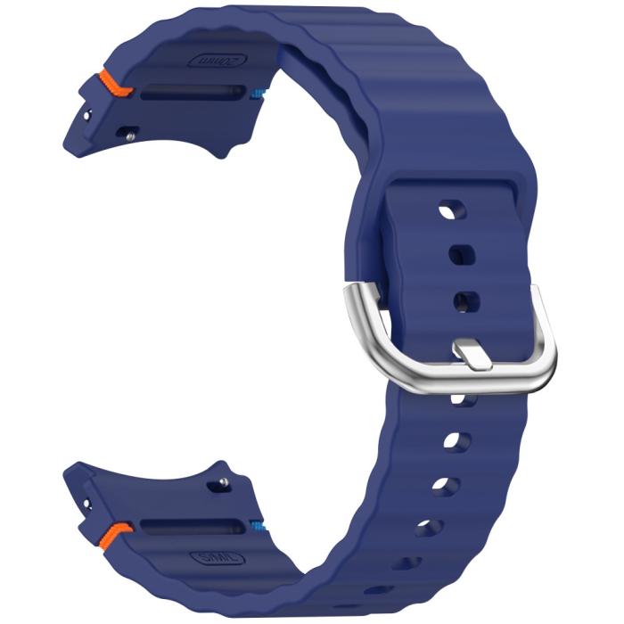 Bild 2, Galaxy Watch 5/5 Pro/6/7/FE Armband Silikon Wave Design Blå