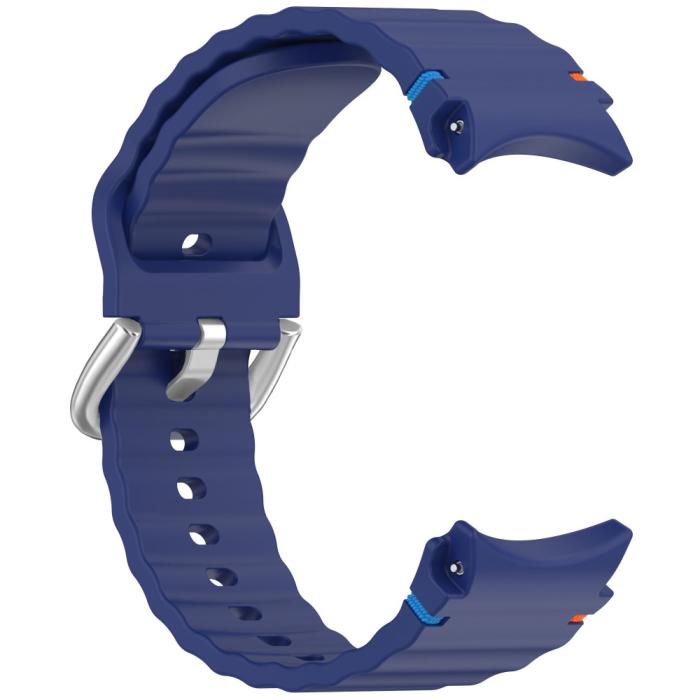 Bild 3, Galaxy Watch 5/5 Pro/6/7/FE Armband Silikon Wave Design Blå