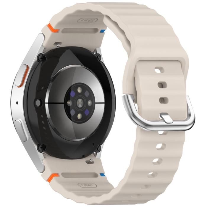 Bild 1, Galaxy Watch 5/5 Pro/6/7/FE Armband Silikon Wave Design Beige