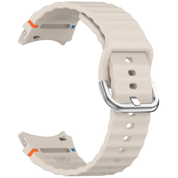 Bild 2, Galaxy Watch 5/5 Pro/6/7/FE Armband Silikon Wave Design Beige