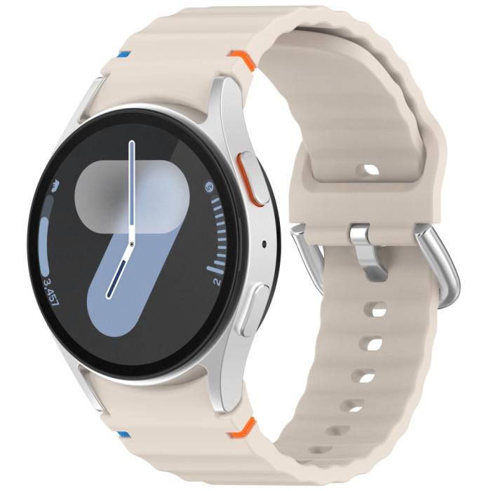Bild 4, Galaxy Watch 5/5 Pro/6/7/FE Armband Silikon Wave Design Beige