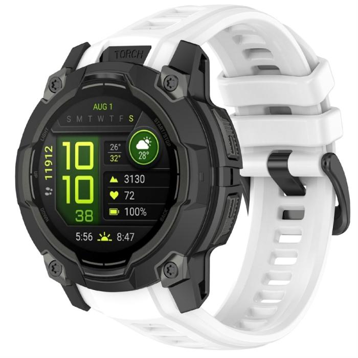 Bild 2, Garmin Instinct 3 45 mm Klockarmband Silikon Vit