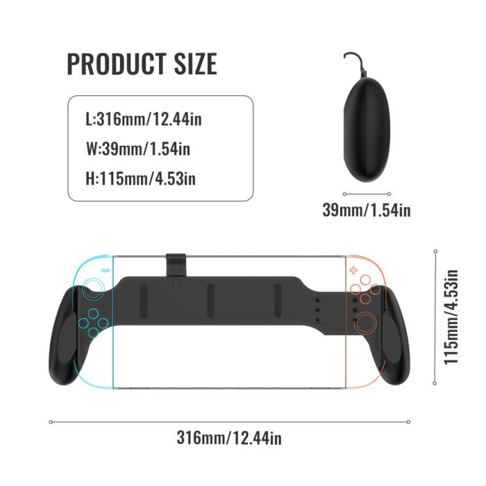 Bild 4, JYS Nintendo Switch / Switch 2 Ergonomiskt Grepp Svart