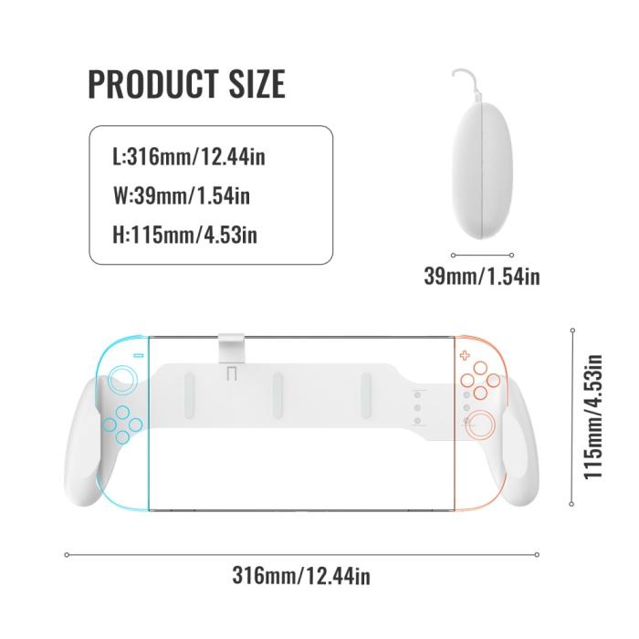 Bild 4, JYS Nintendo Switch / Switch 2 Ergonomiskt Grepp Vit