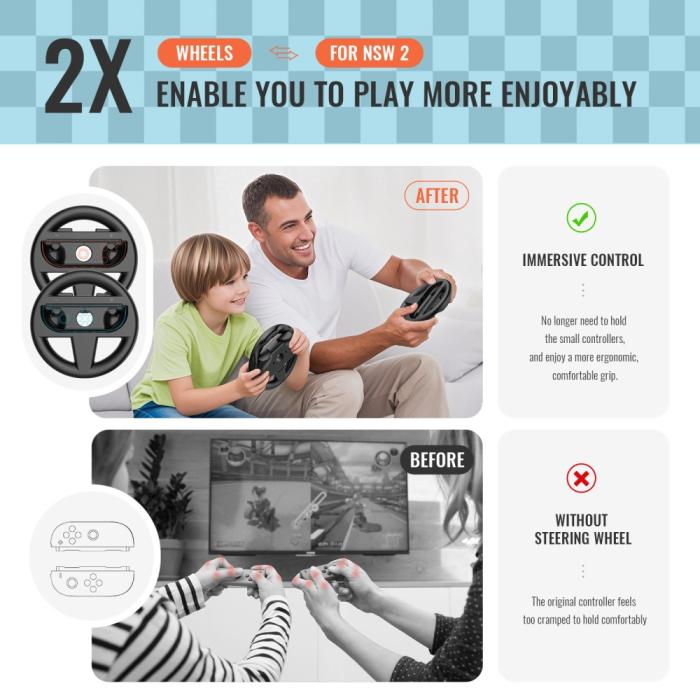 Bild 4, JYS 2 st Nintendo Switch 2 Joy-Con Ratt Svart