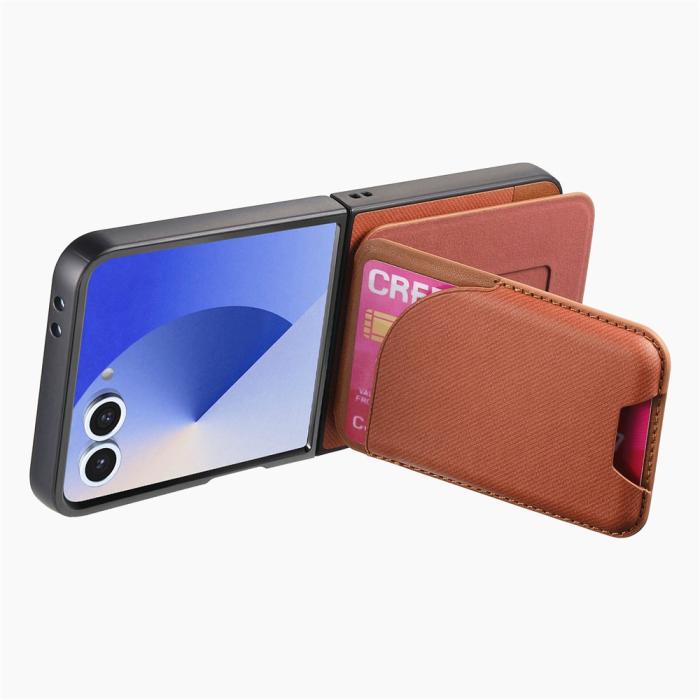 Bild 3, Galaxy Z Flip 7 Skal Inkl. Avtagbart Kortfack Läder Brun