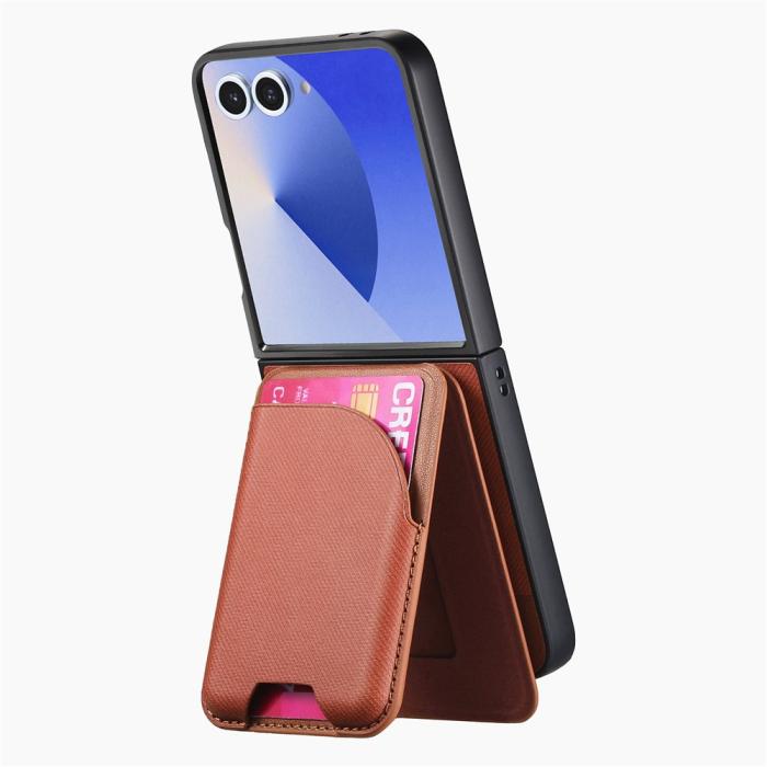 Bild 4, Galaxy Z Flip 7 Skal Inkl. Avtagbart Kortfack Läder Brun