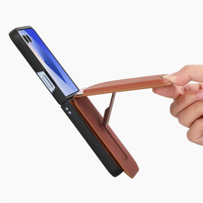 Bild 5, Galaxy Z Flip 7 Skal Inkl. Avtagbart Kortfack Läder Brun