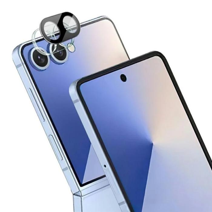 Bild 2, WANLONFENG Galaxy Z Flip 7 Linsskydd Härdat Glas Svart