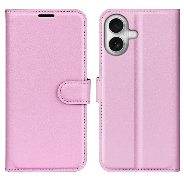 Bild 1, iPhone 17 Fodral Litchi Läder Ljus Rosa