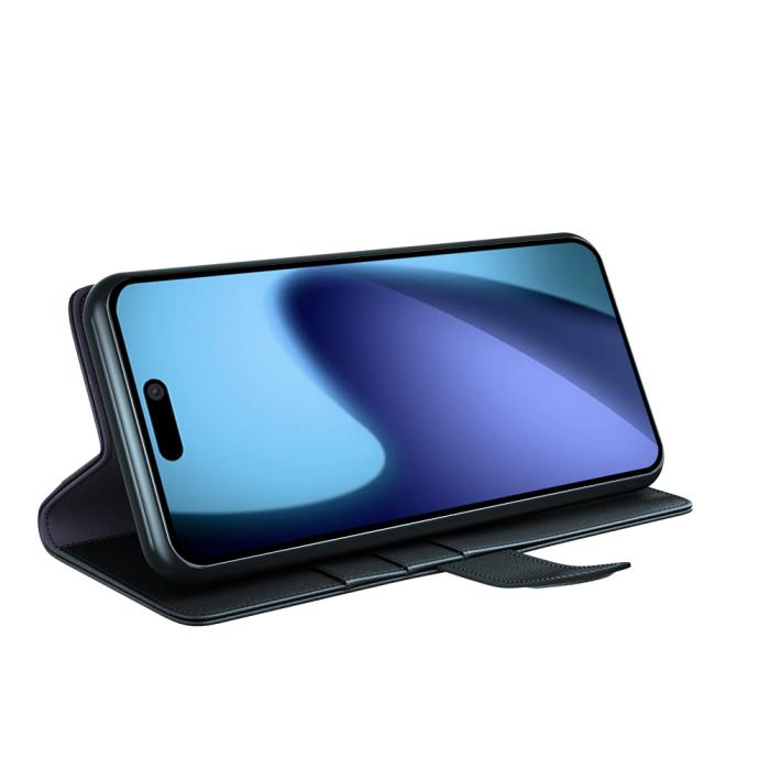 Bild 4, iPhone 17 Fodral Premium Äkta Läder Svart