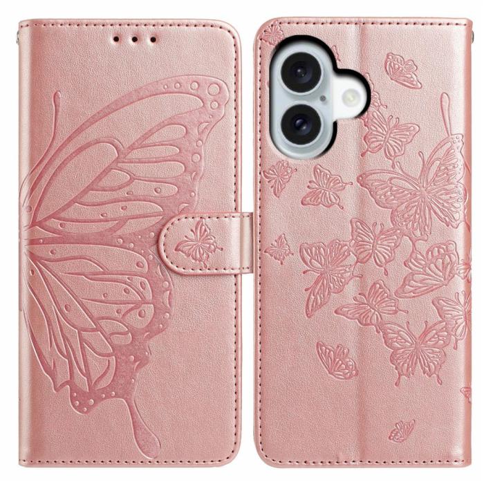 Bild 1, iPhone 17 Fodral Med Fjäril Tryck Roséguld