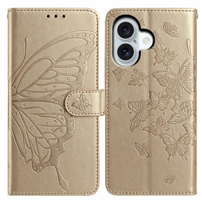 Bild 1, iPhone 17 Fodral Med Fjäril Tryck Guld