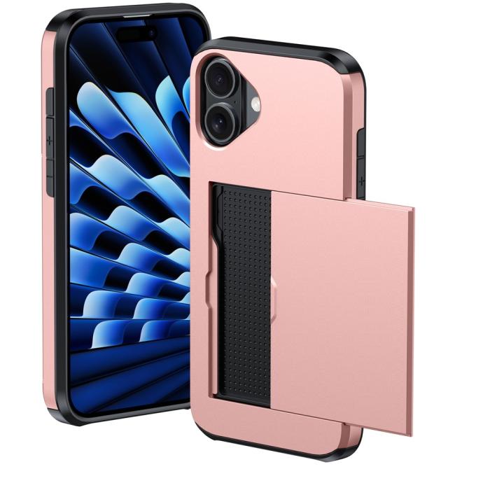 Bild 2, iPhone 17 Skal Hybrid Med Kortfack Roséguld