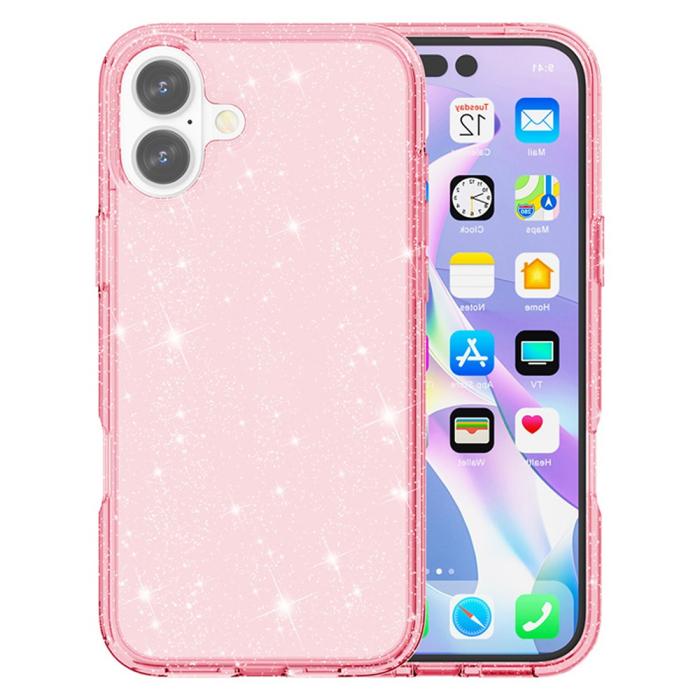 Bild 1, iPhone 17 Skal Hybrid Glitter Rosa