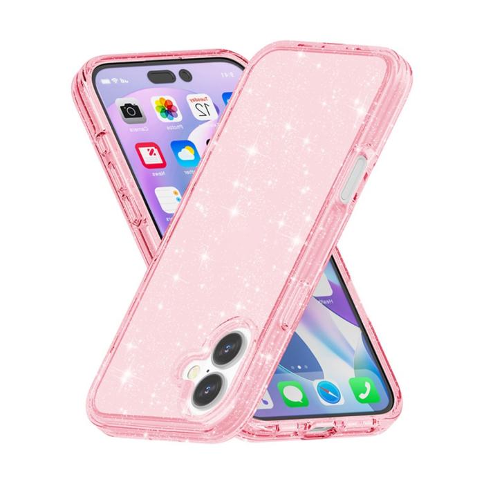 Bild 3, iPhone 17 Skal Hybrid Glitter Rosa