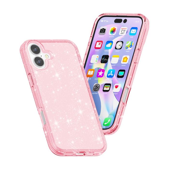 Bild 4, iPhone 17 Skal Hybrid Glitter Rosa