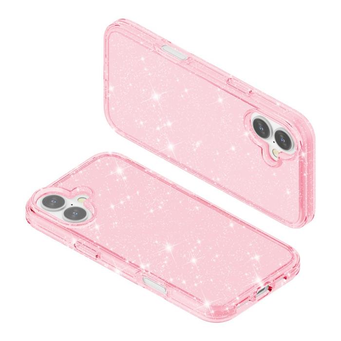 Bild 6, iPhone 17 Skal Hybrid Glitter Rosa