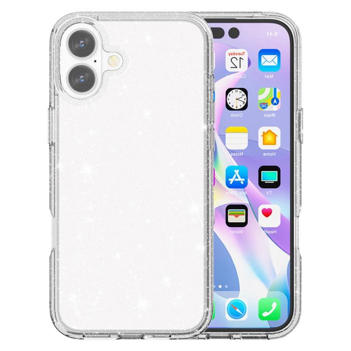 Bild 1, iPhone 17 Skal Hybrid Glitter Vit