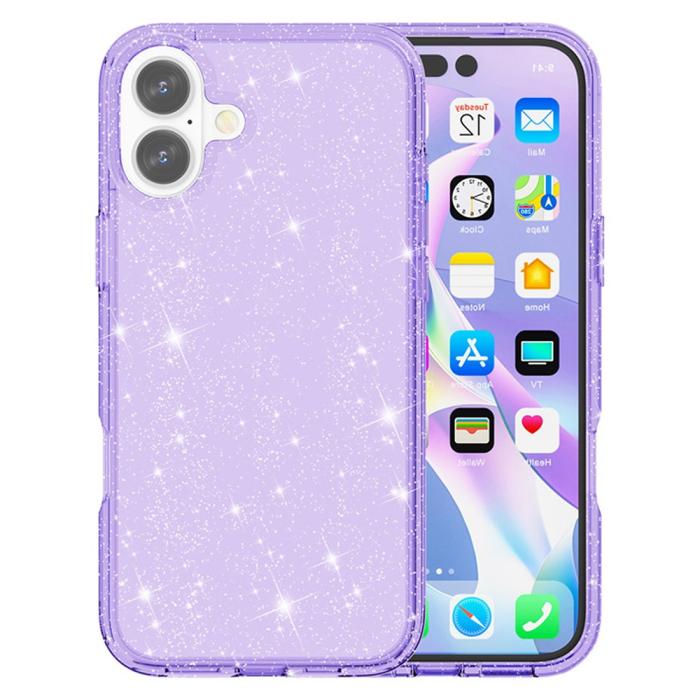 Bild 1, iPhone 17 Skal Hybrid Glitter Lila