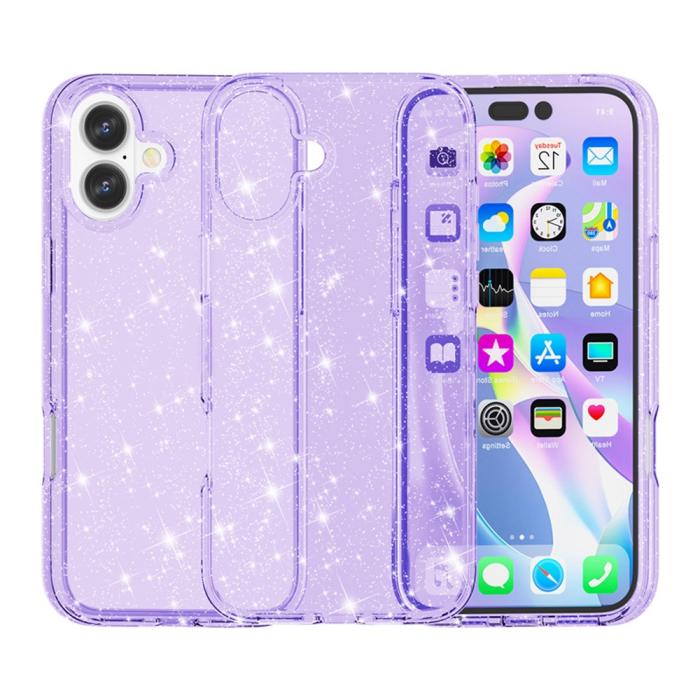 Bild 2, iPhone 17 Skal Hybrid Glitter Lila