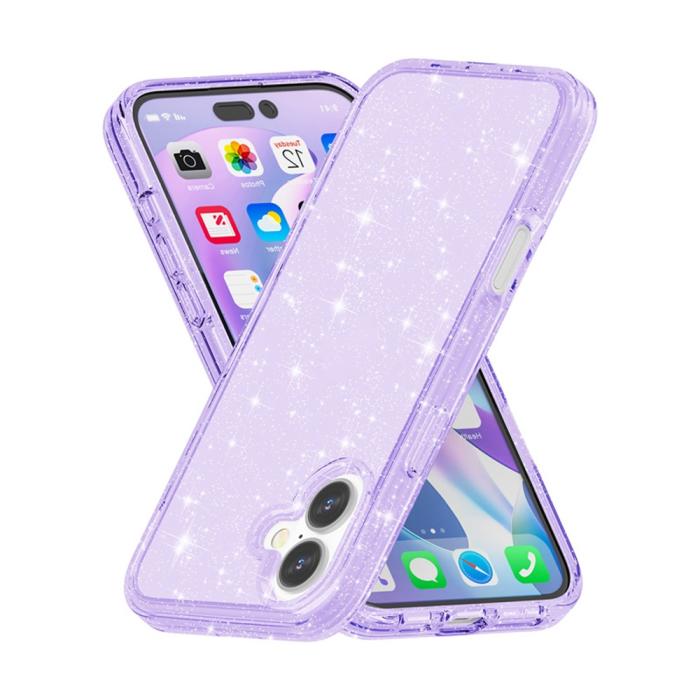 Bild 3, iPhone 17 Skal Hybrid Glitter Lila