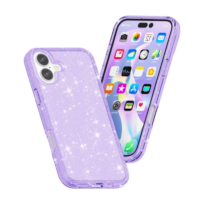 Bild 4, iPhone 17 Skal Hybrid Glitter Lila