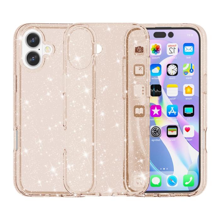 Bild 2, iPhone 17 Skal Hybrid Glitter Guld