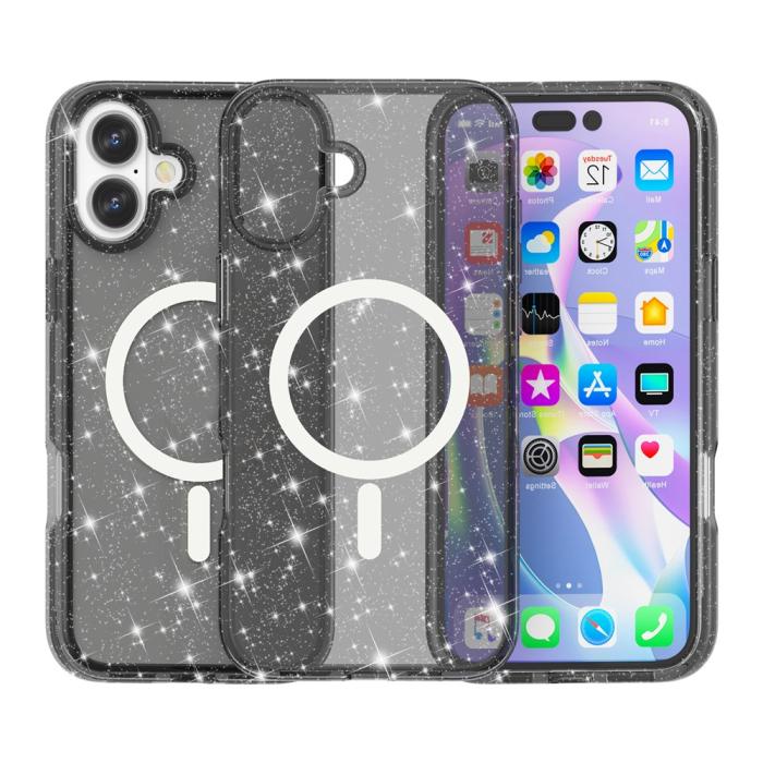 Bild 2, iPhone 17 Skal MagSafe Hybrid Glitter Svart