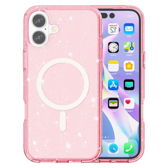Bild 1, iPhone 17 Skal MagSafe Hybrid Glitter Rosa