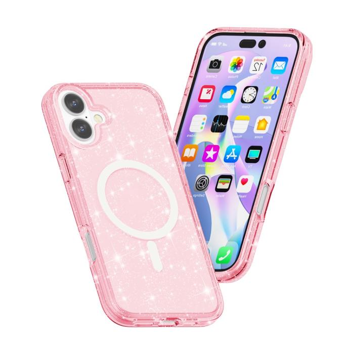 Bild 3, iPhone 17 Skal MagSafe Hybrid Glitter Rosa