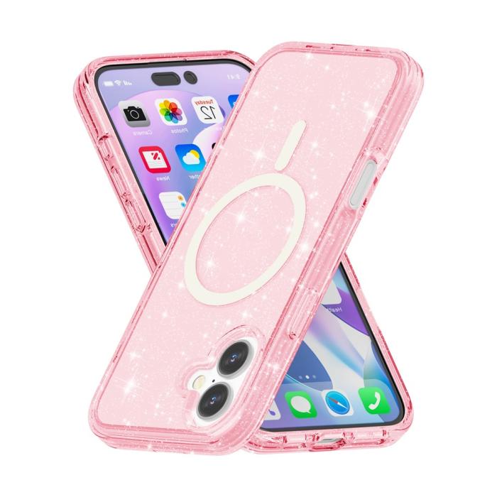 Bild 4, iPhone 17 Skal MagSafe Hybrid Glitter Rosa