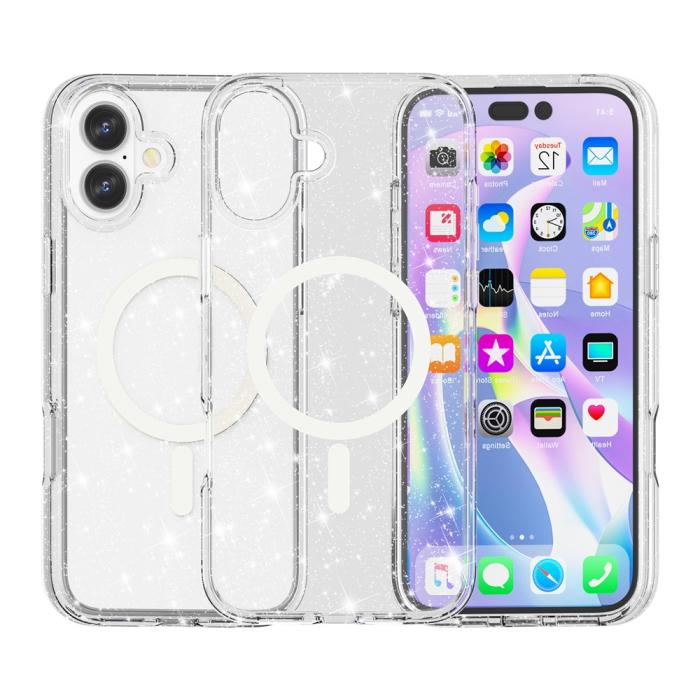 Bild 2, iPhone 17 Skal MagSafe Hybrid Glitter Vit