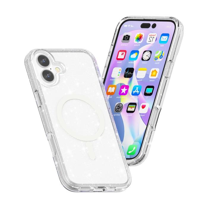 Bild 3, iPhone 17 Skal MagSafe Hybrid Glitter Vit