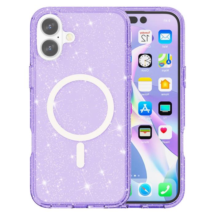 Bild 1, iPhone 17 Skal MagSafe Hybrid Glitter Lila