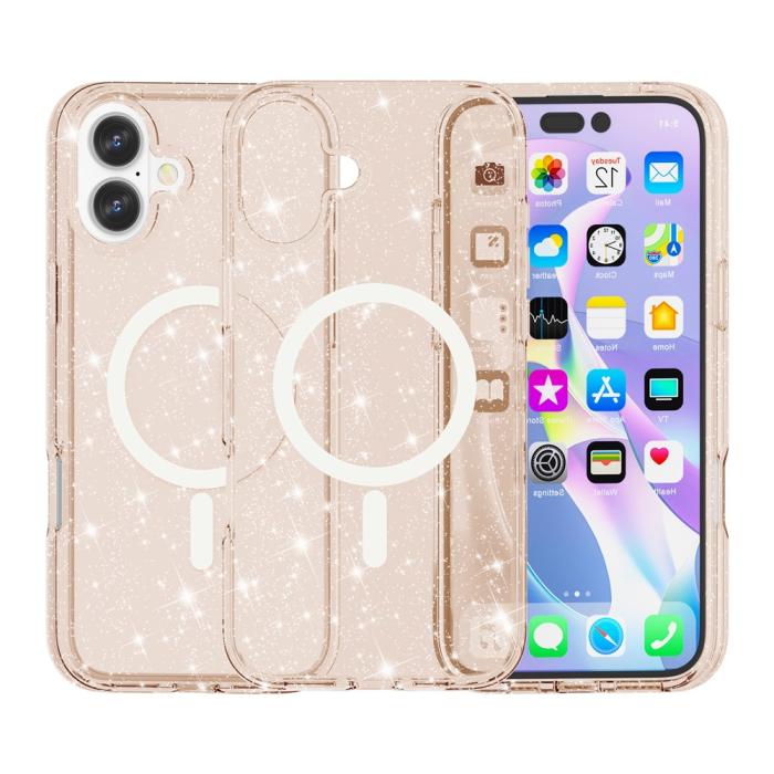 Bild 2, iPhone 17 Skal MagSafe Hybrid Glitter Guld