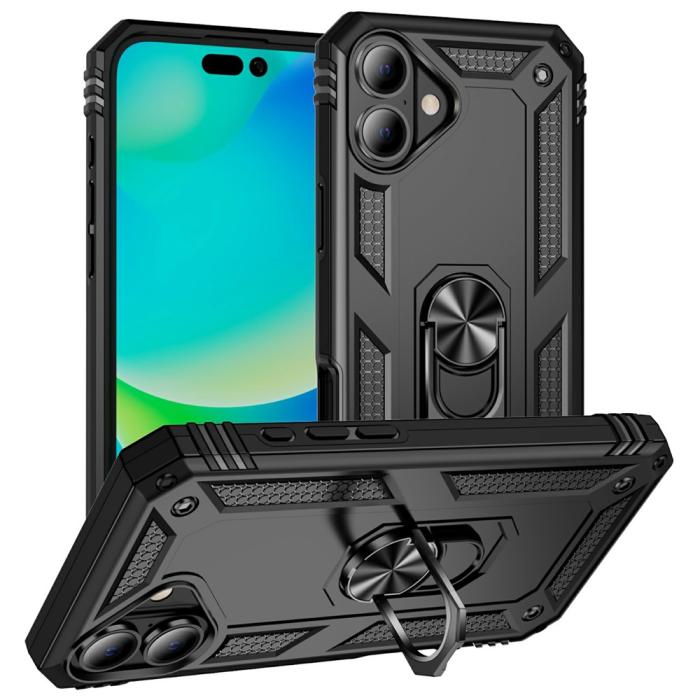 Bild 1, iPhone 17 Skal Shockproof Hybrid Ring Svart