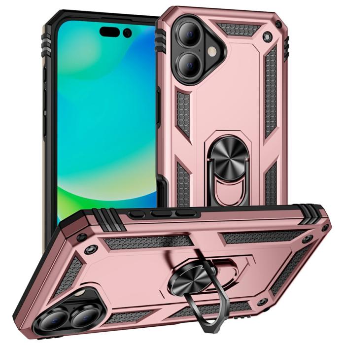 Bild 1, iPhone 17 Skal Shockproof Hybrid Ring Roséguld