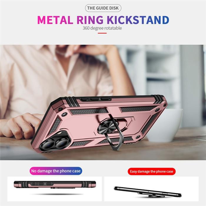 Bild 2, iPhone 17 Skal Shockproof Hybrid Ring Roséguld