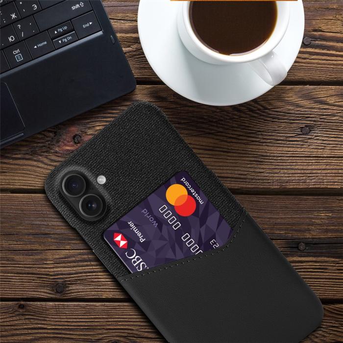 Bild 4, iPhone 17 Skal Med Kortfack Läder Svart