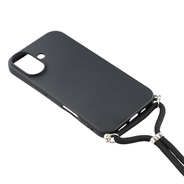 Bild 3, iPhone 17 Skal TPU Med Mobilsnöre Svart
