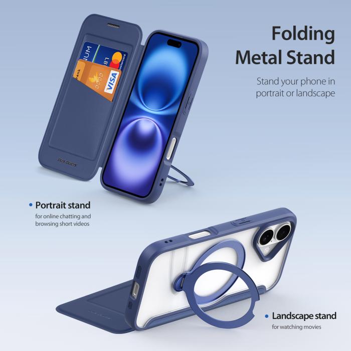 Bild 4, DUX DUCIS iPhone 17 Fodral MagSafe Kickstand Skin X Pro Blå