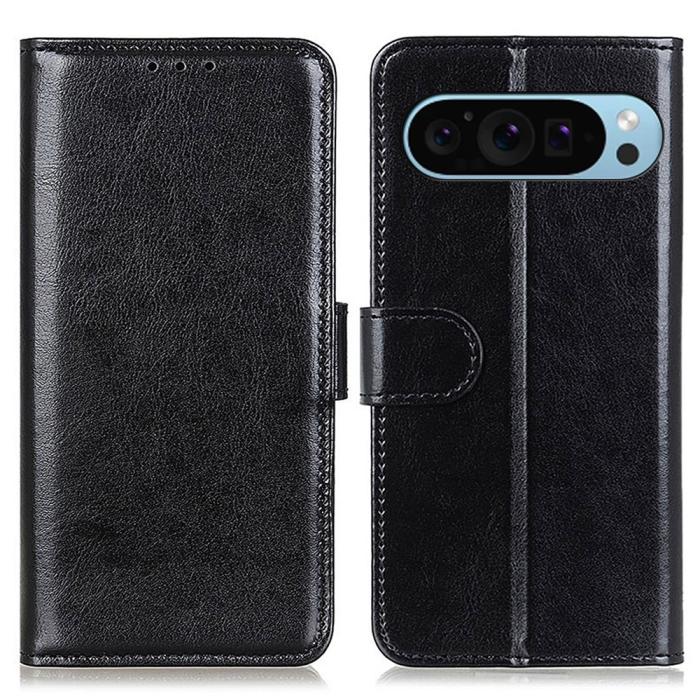 Bild 1, Google Pixel 10/10 Pro / 9/9 Pro Fodral Crazy Horse Läder Svart
