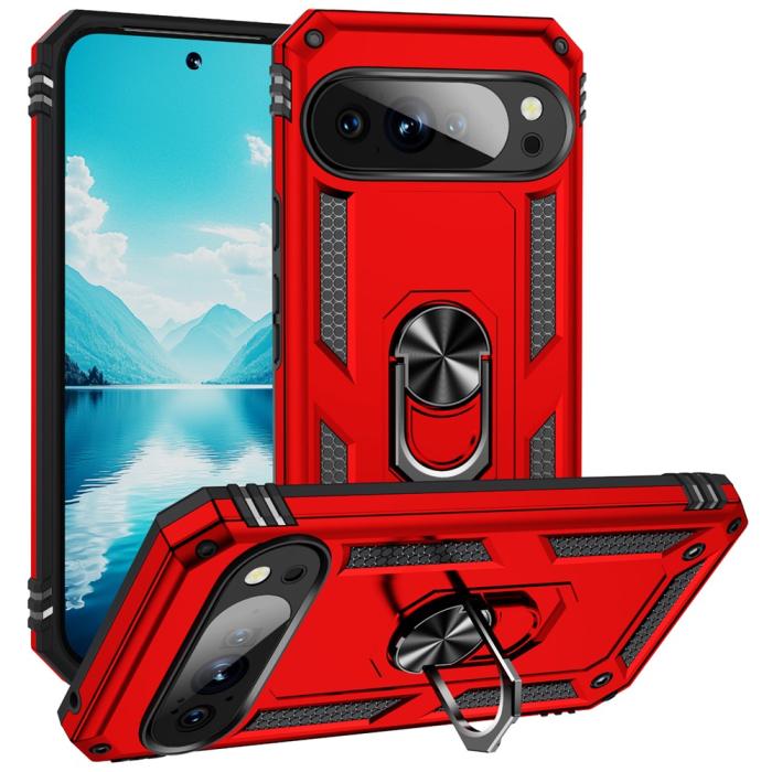 Bild 1, Google Pixel 10 / 10 Pro Skal Armor Ring Hybrid Röd
