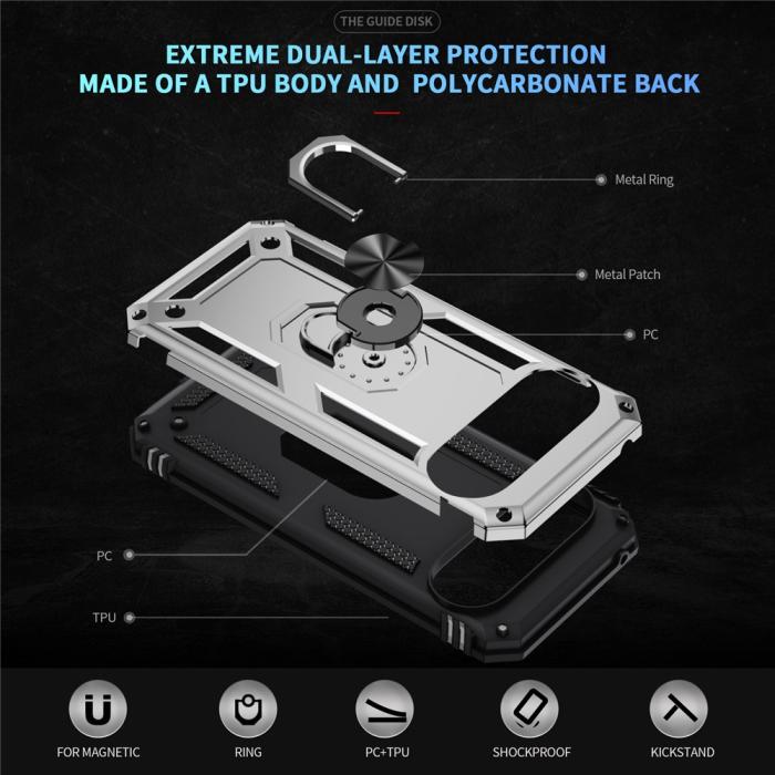 Bild 4, Google Pixel 10 / 10 Pro Skal Armor Ring Hybrid Silver