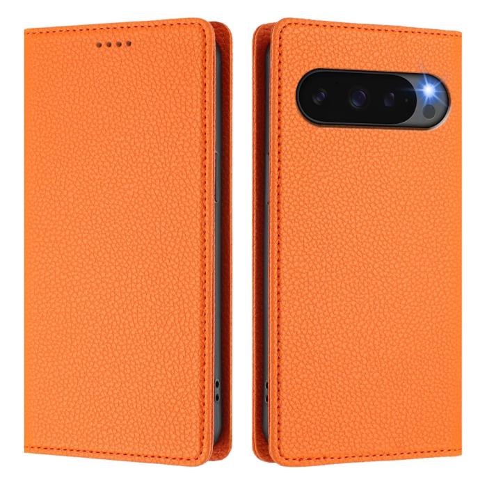 Bild 3, Google Pixel 10/10 Pro Fodral RFID Litchi Läder Orange